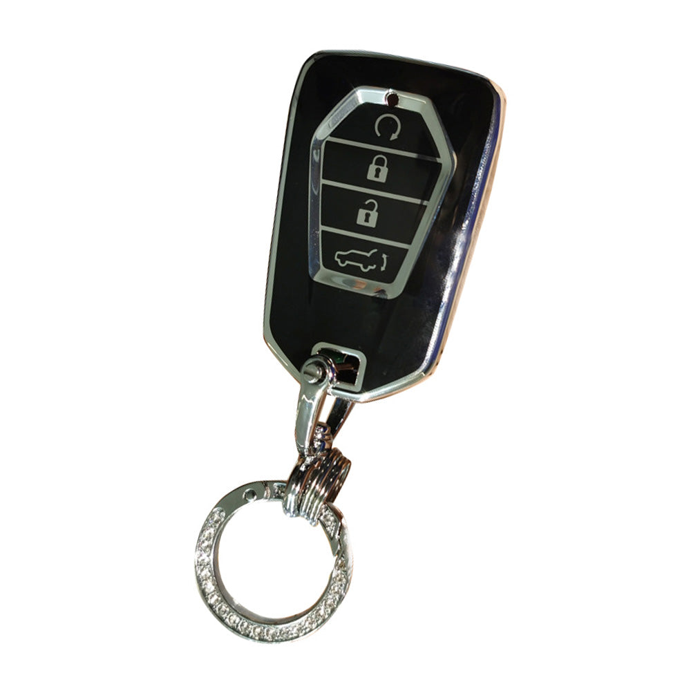 TPU 4-Button Car Remote Key Fob Cover Suitable For Isuzu D-MAX / MU-X MUX Black