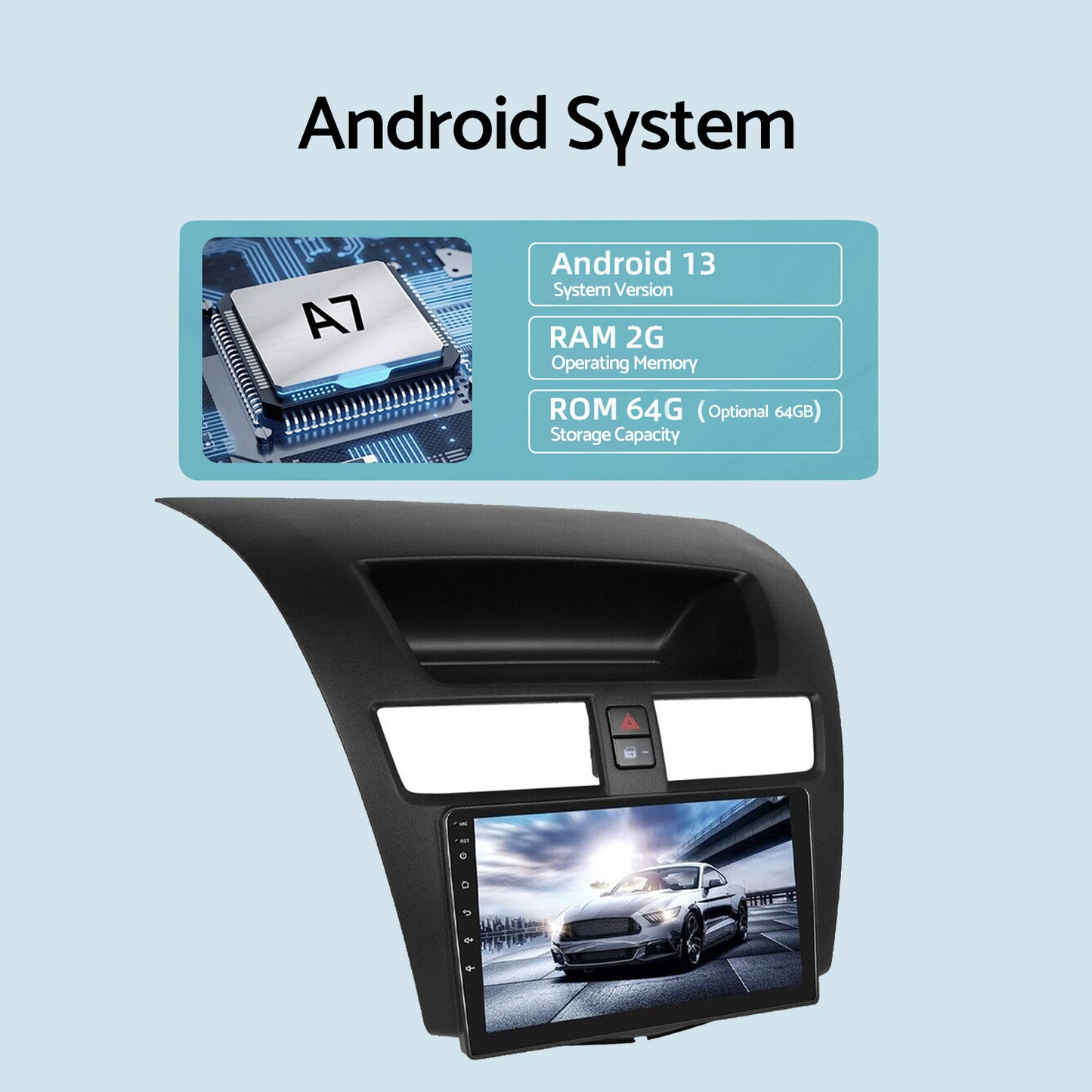 9'' Android 13 Head Unit Touchscreen GPS Bluetooth Suitable For Mazda BT50 12-19