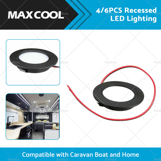 4/6x 12V Dimmable Spot Lights Suitable For Caravan & Boat Black Downlight Warm White AU