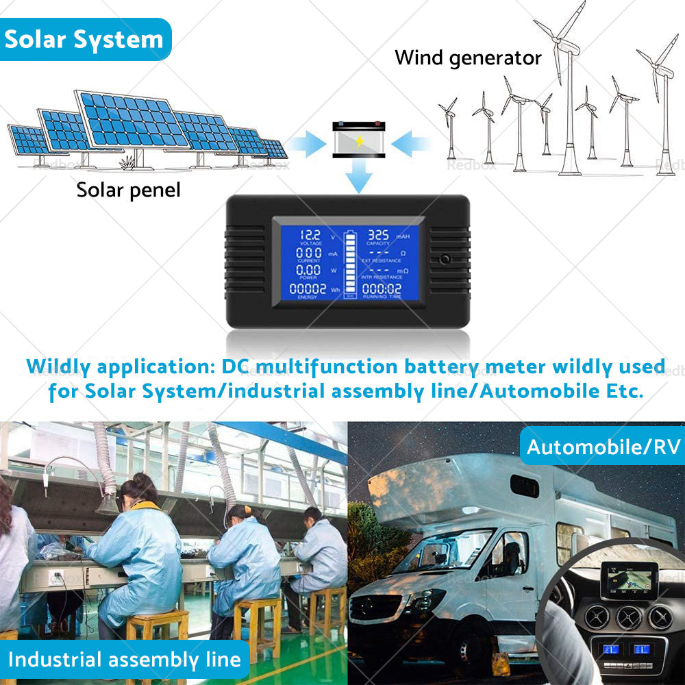 {{ 50-300A LCD Display DC Battery Monitor Meter 200V Voltmeter Amp For RV System }} - Buy Car Parts Online at {{ Kaka Auto Parts }}.