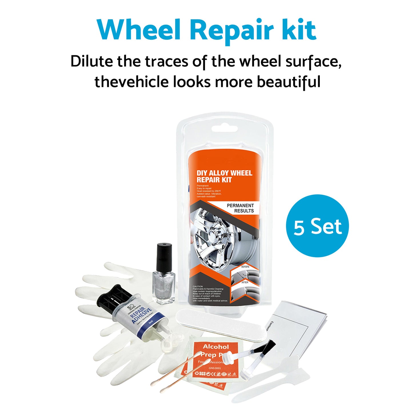 {{ 5x Wheel Rim Scuffs Scrape Car Kerb Damage Repair Kit Fix Tool Gloves }} - Buy Car Parts Online at {{ Kaka Auto Parts }}.