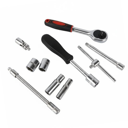 46pc Socket Wrench Set 1/4" Drive Chrome Vanadium Steel Ratchet Bit Kit