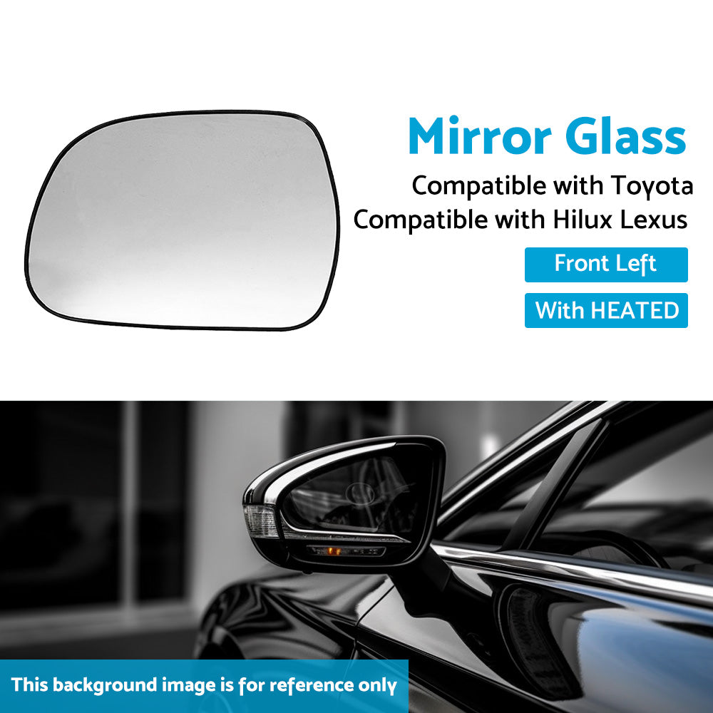 {{ Left Side Mirror Glass Suitable for Lexus RX300 RX330 Toyota Hilux HEATED Convex }} - Buy Car Parts Online at {{ Kaka Auto Parts }}.