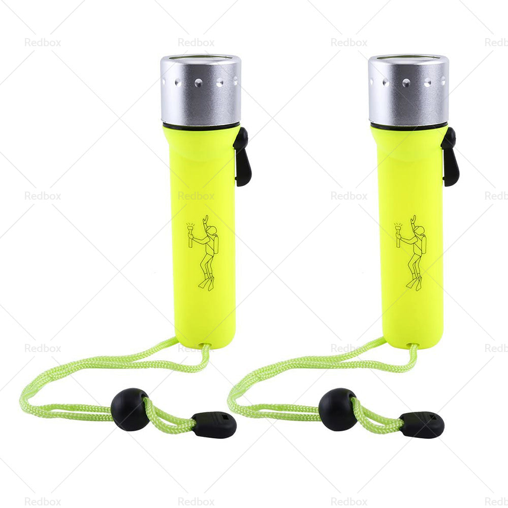 2pack Waterproof Bright LED Scuba Diving Underwater Flashlight Torch Light Lamp