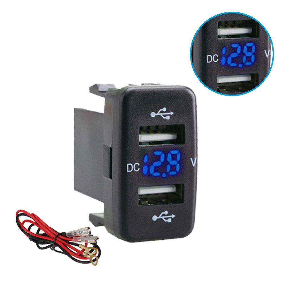 Dual USB Car Charger Socket 4.2A With Voltmeter Display Adapter Suitable For Toyota
