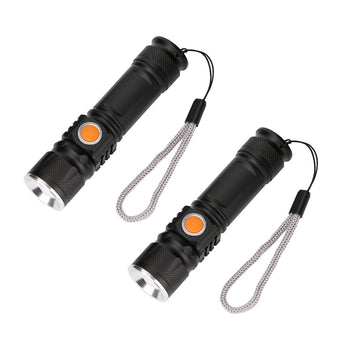 compare product 2PCS USB Rechargeable LED Flashlight Waterproof Torch Black