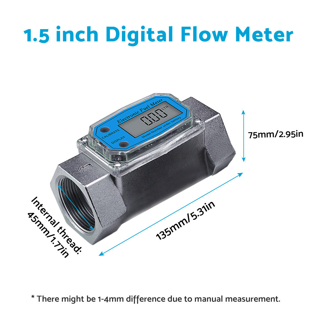 1.5 inch Digital Turbine Diesel Water Fuel Flow Meter Oval Gear Gauge