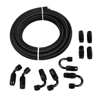 compare product 8AN E85 Stainless Steel Braided PTFE Fuel Line Hose Swivel Fittings Kit 20FT 6M