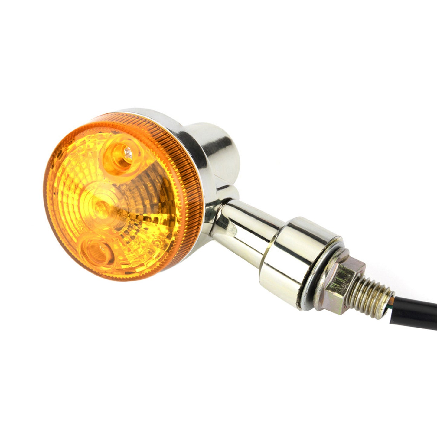 4x Chrome Motorcycle Turn Signal Lights Amber Indicators Blinker Universal Bulb