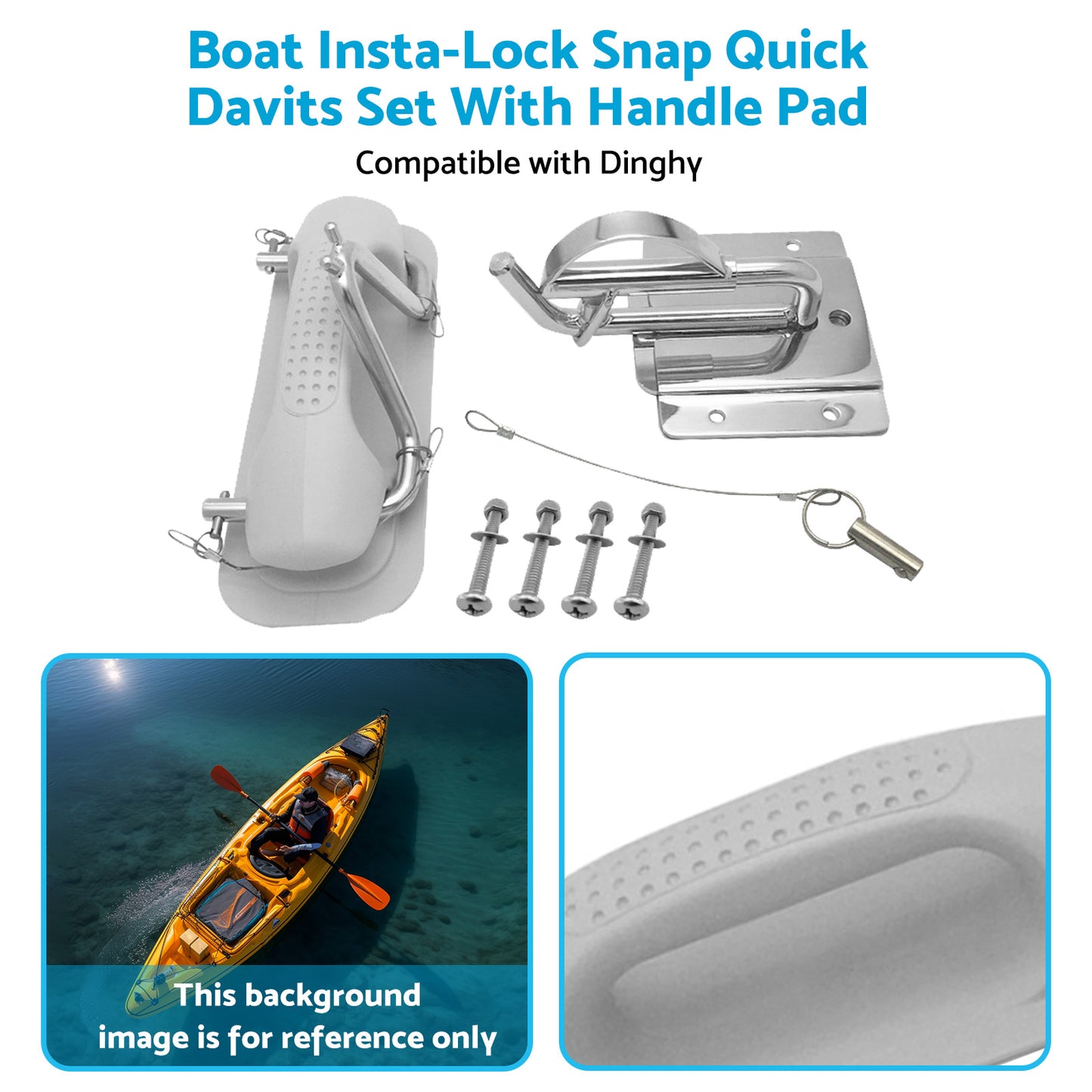 {{ Boat Insta-Lock Snap Quick Davits Set Stainless Steel With Handle Pad }} - Buy Car Parts Online at {{ Kaka Auto Parts }}.