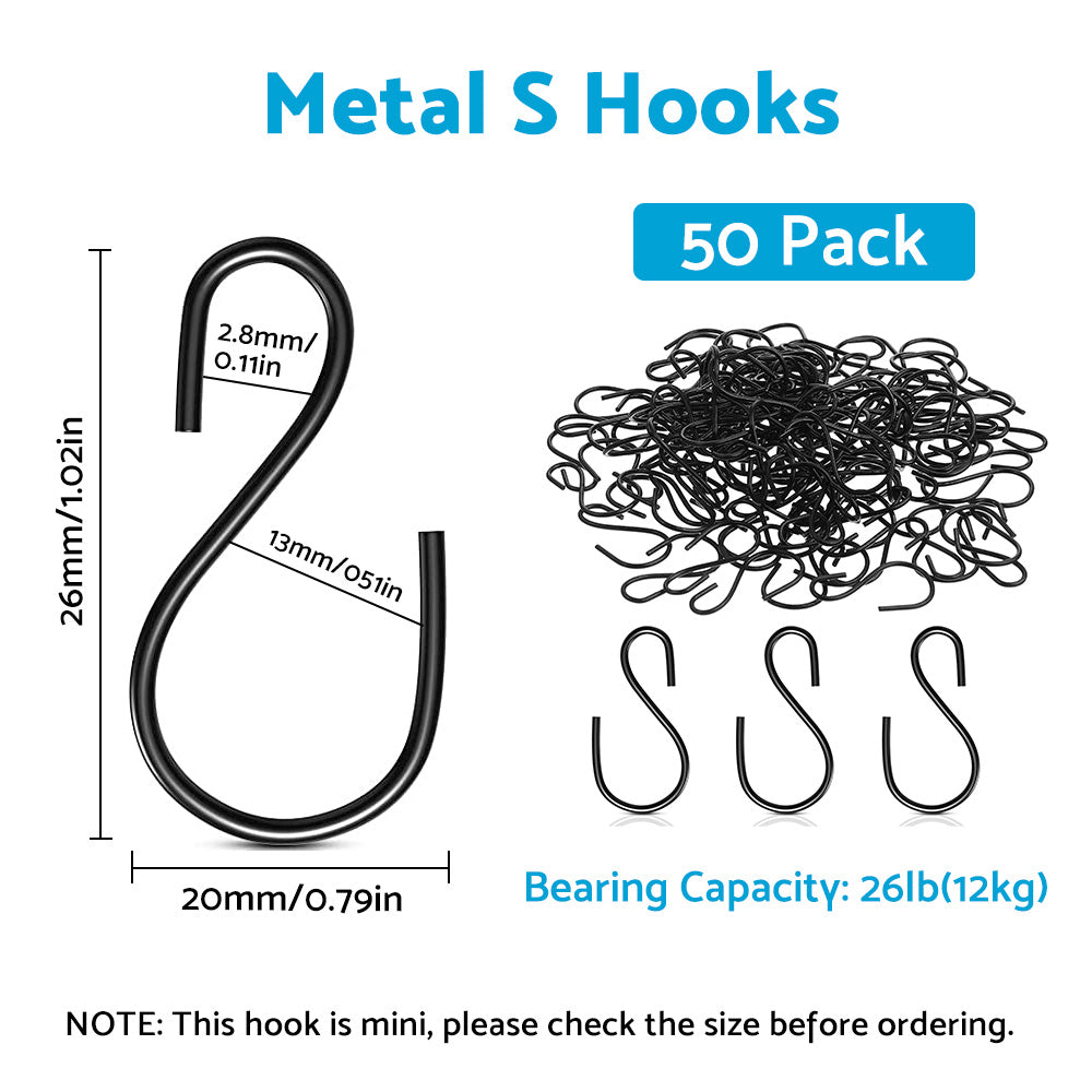 {{ S Shaped Hooks Small Metal for Hanging Plants Mini Ornament Hooks Black Hangers }} - Buy Car Parts Online at {{ Kaka Auto Parts }}.