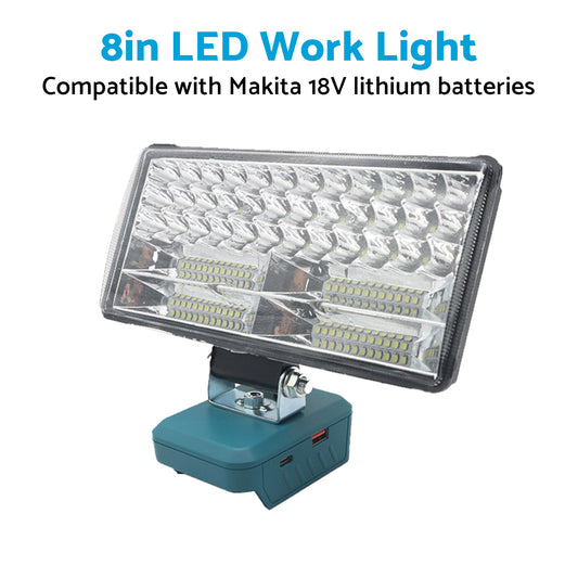8in LED Work Light Suitable For Makita 18V Li-Ion Battery Workshop Flashlight