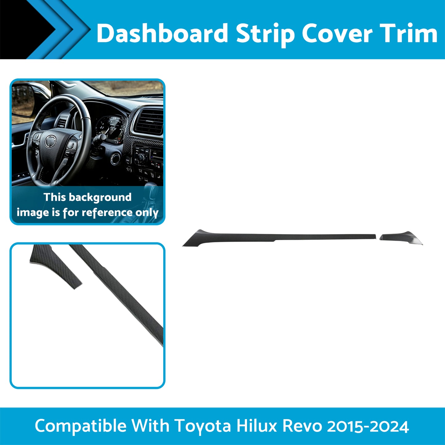 ABS Carbon Dashboard Strip Cover Trim Suitable For Toyota Hilux Revo 2015-2024