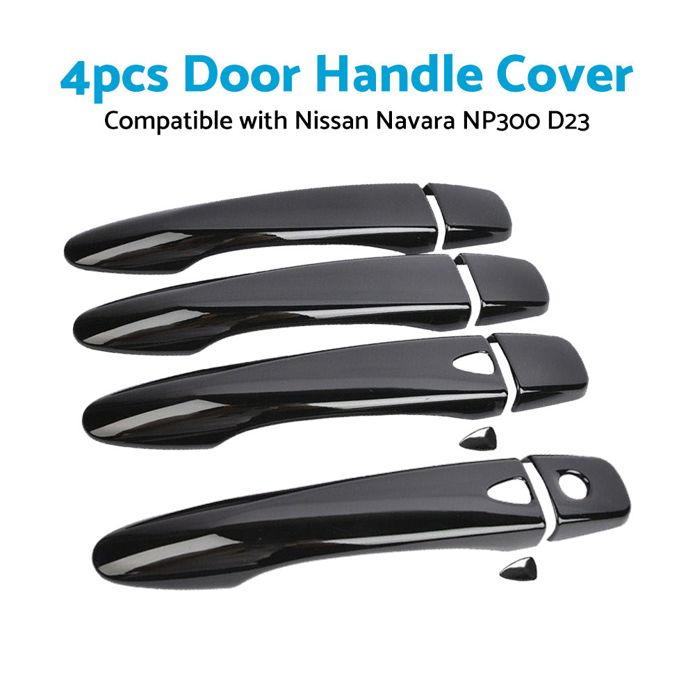 4x Black Door Handle Covers Suitable For Nissan Navara NP300 D23 2015-Onwards