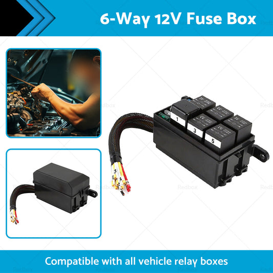 6-Way 12V Auto Waterproof Fuse Relay Holder Box Block 40A Relays with ATC Fuse