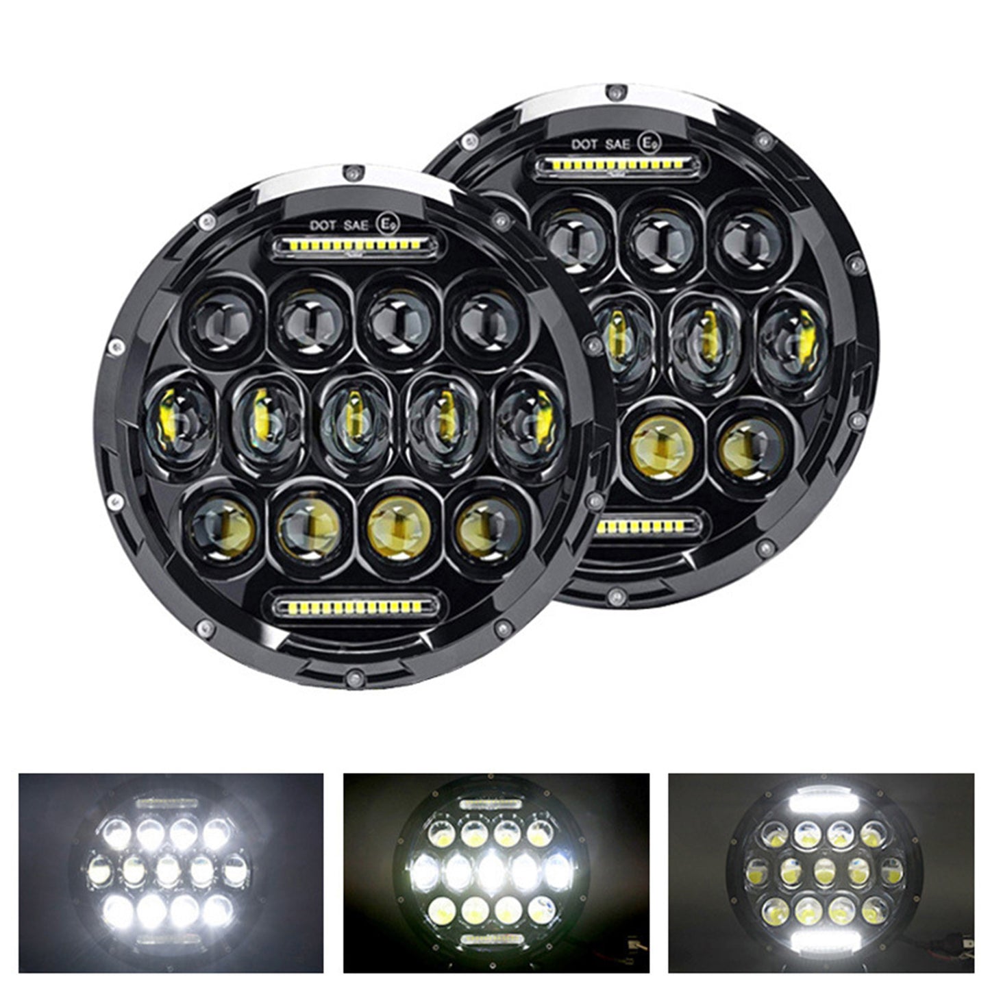 Pair of 7-Inch Round LED Headlights Hi/Lo DRL Beam Sealed Headlamps Suitable For Nissan Patrol