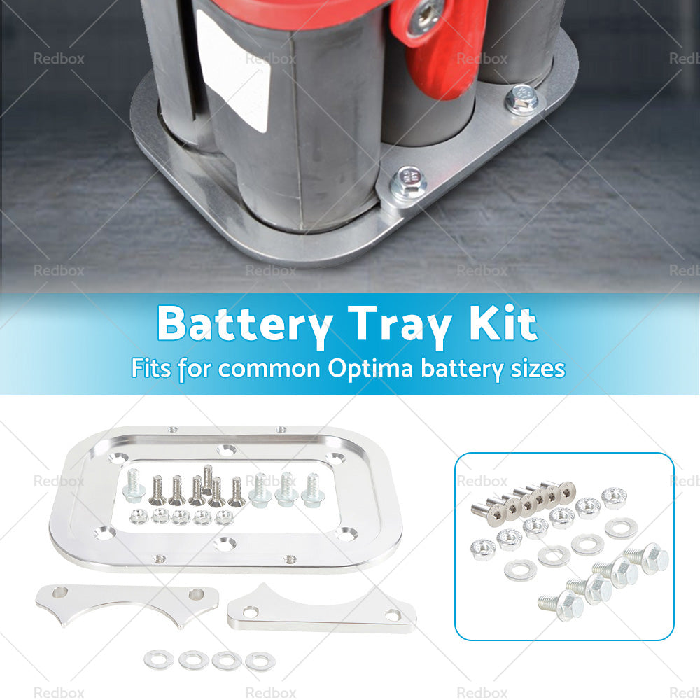 {{ Billet Aluminum Battery Relocation Tray Hold Down Mount For 34 or 78 Optima Battery }} - Buy Car Parts Online at {{ Kaka Auto Parts }}.