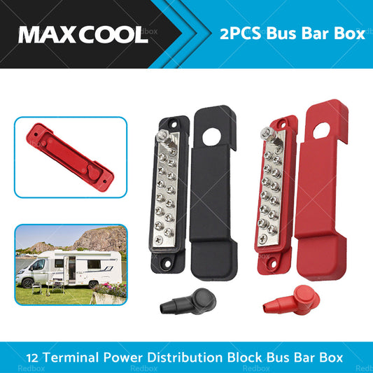 2x 12-Terminal Power Distribution Block Bus Bar Suitable For DC 48V 12P Wiring