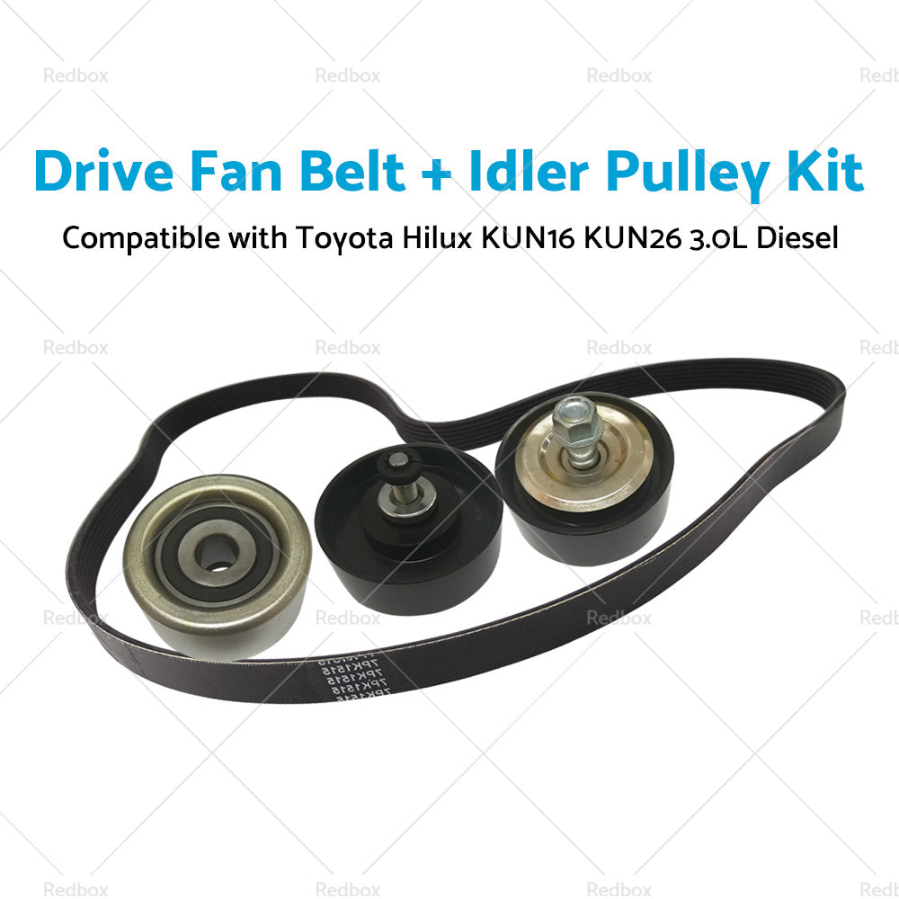 {{ Drive Fan Belt  Idler Pulley Kit Compatible with Hilux 3. 0L Diesel 1KD-FTV KUN16 KUN26 }} - Buy Car Parts Online at {{ Kaka Auto Parts }}.