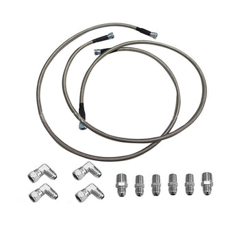 compare product Stainless Steel Braided Transmission Cooler Hose Fitting Kit Suitable For 700R4 / TH350 / TH400