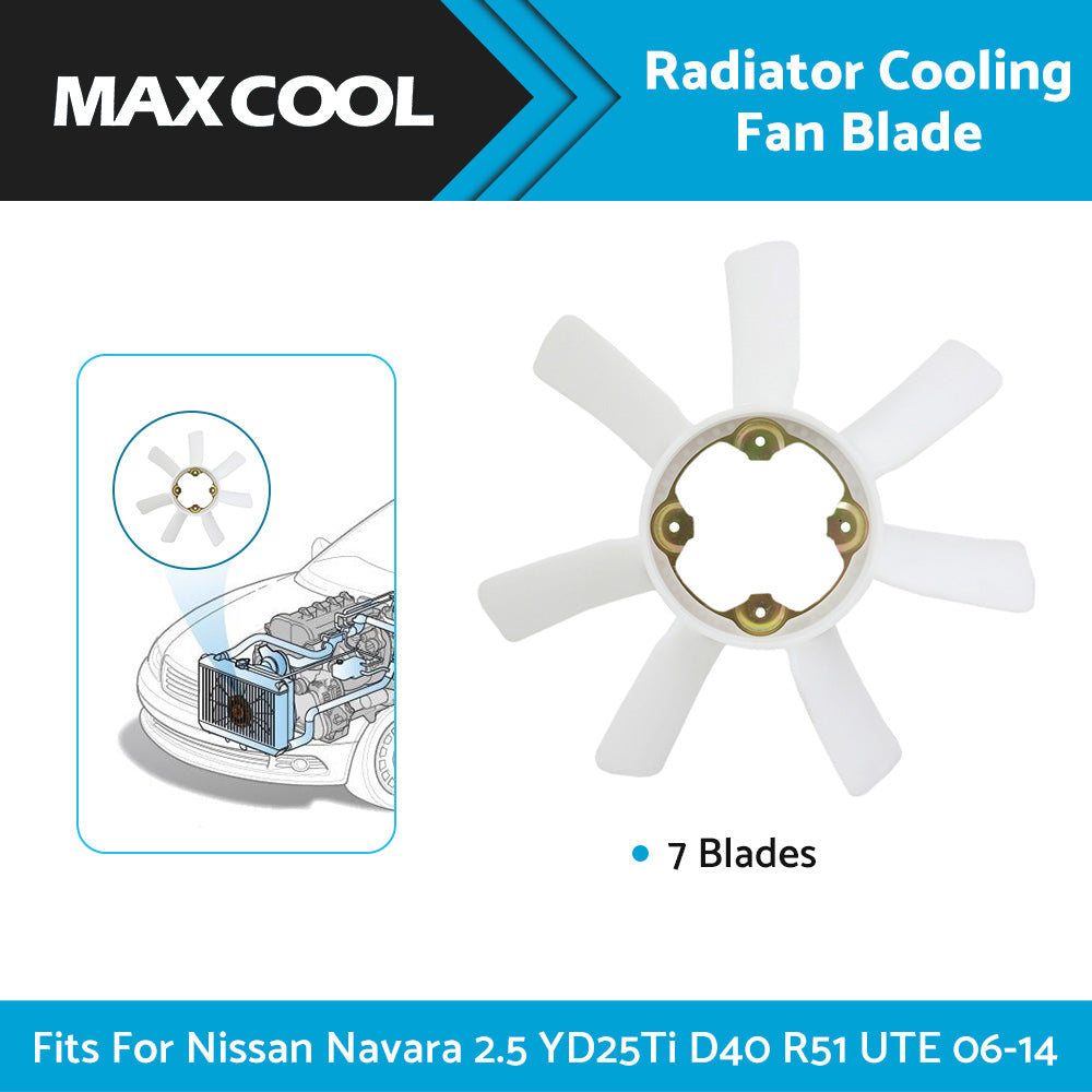 {{ Radiator Cooling Fan 7 Blades Fits Nissan Navara 2. 5 YD25Ti D40 R51 UTE 06-14 }} - Buy Car Parts Online at {{ Kaka Auto Parts }}.