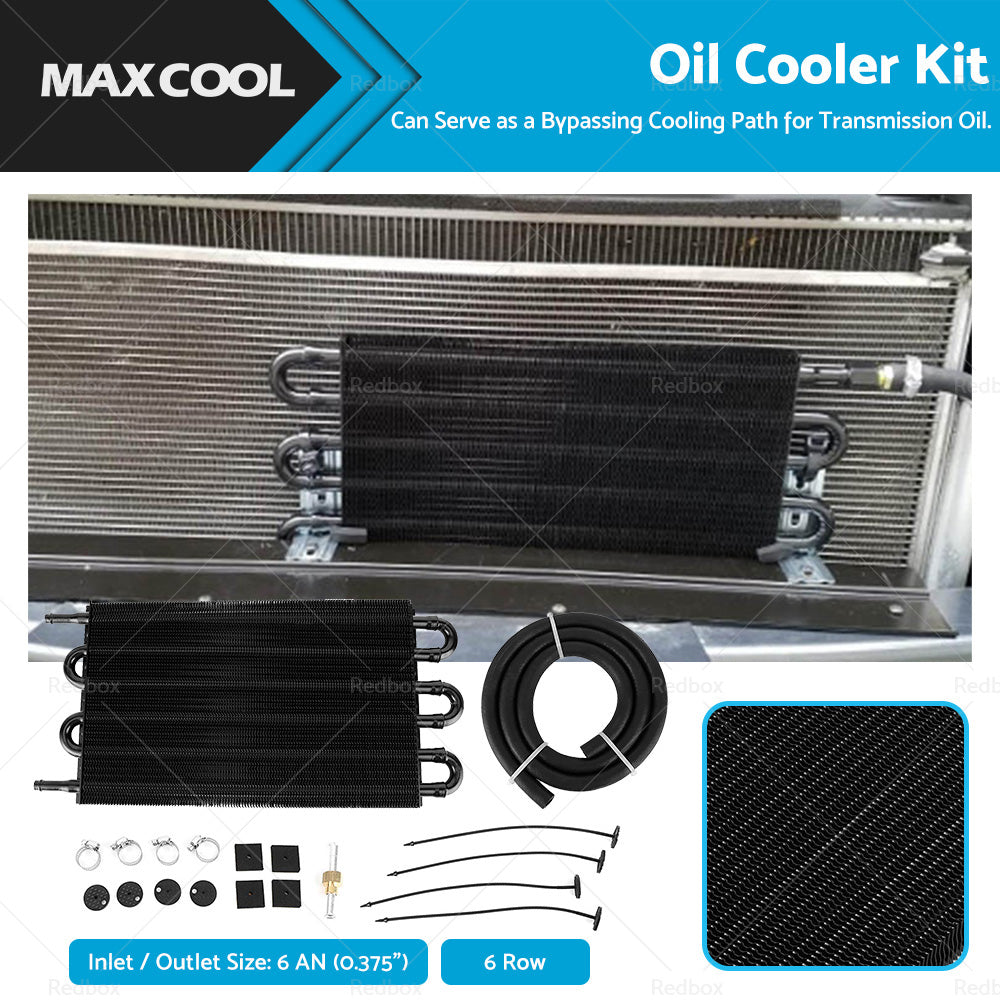 {{ 6 Row 6 AN Transmission Oil Cooler Auto Manual Radiator Converter Kit Universal }} - Buy Car Parts Online at {{ Kaka Auto Parts }}.