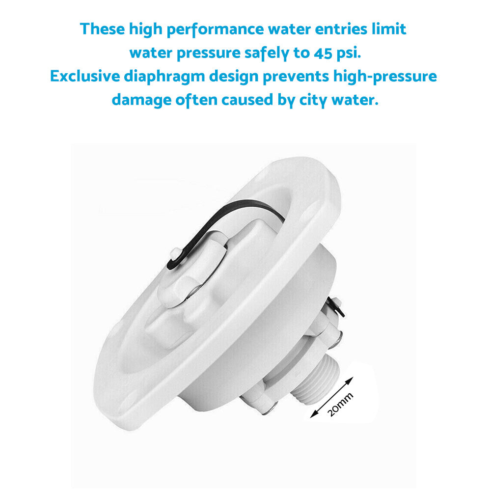 White Water Inlet With Pressure Regulator Suitable For Caravan, RV & Boat Filler Entry