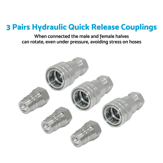 3 Sets 1 or 2 Inch BSP Hydraulic ISO Poppet Quick Release Couplings Suitable For Tractor
