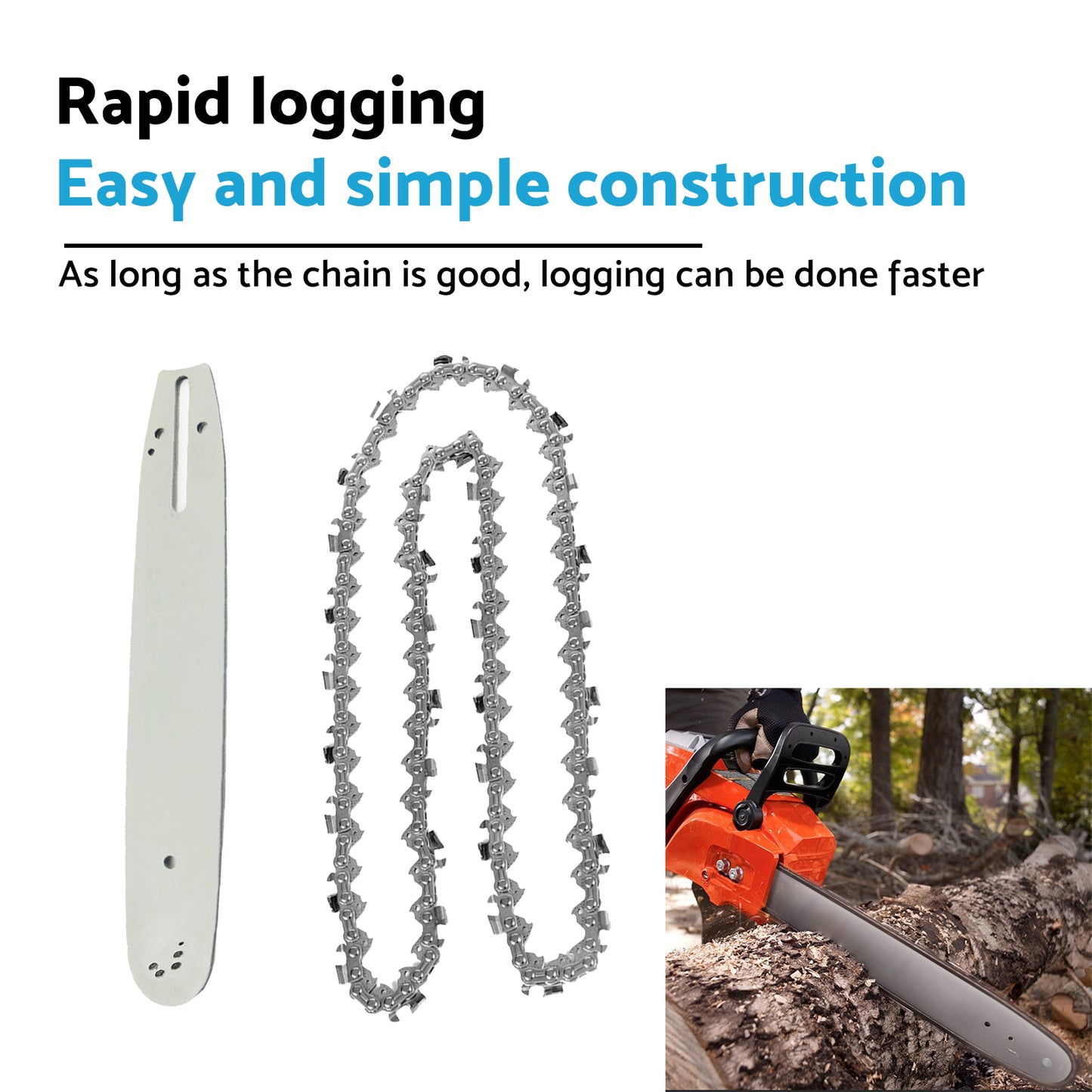 14'' Tungsten Chain & Guide Bar 3/8LP .043 52DL Suitable For Makita EGO 56V