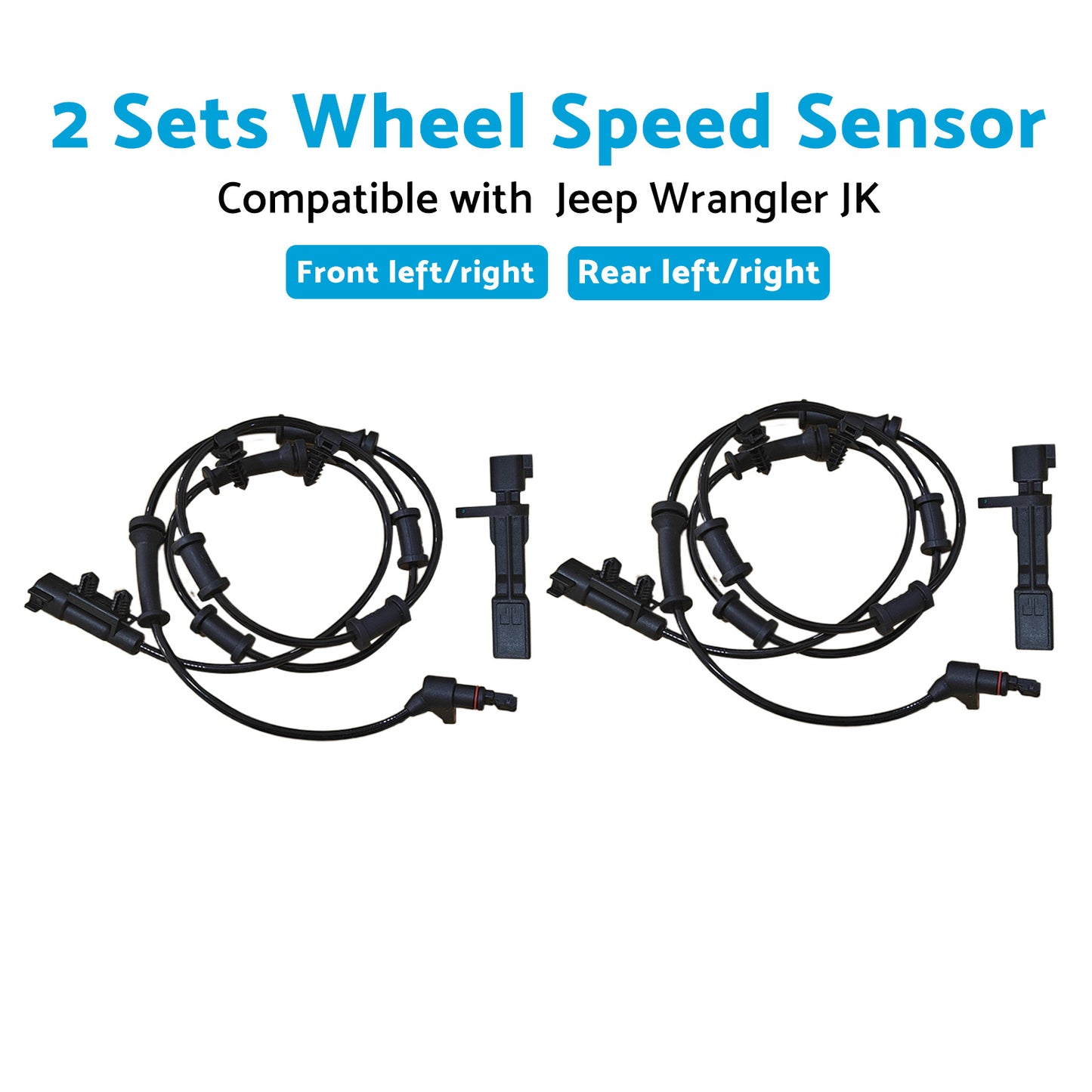 2x Front & Rear LH & RH ABS Wheel Speed Sensors Suitable For Jeep Wrangler JK 2007-2017