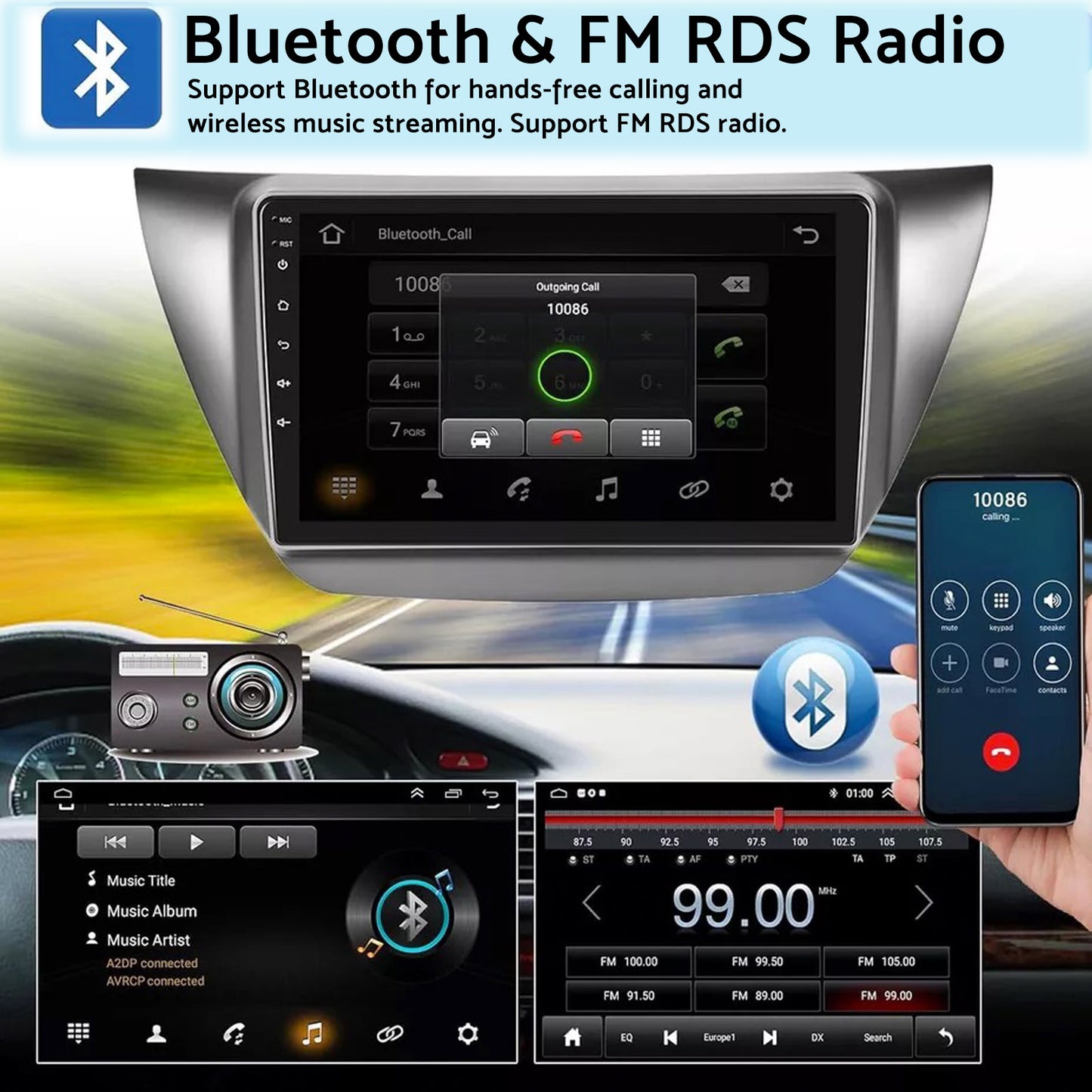 4GB+64GB CarPlay Android 13 Stereo Suitable for Mitsubishi Lancer 2003-2007