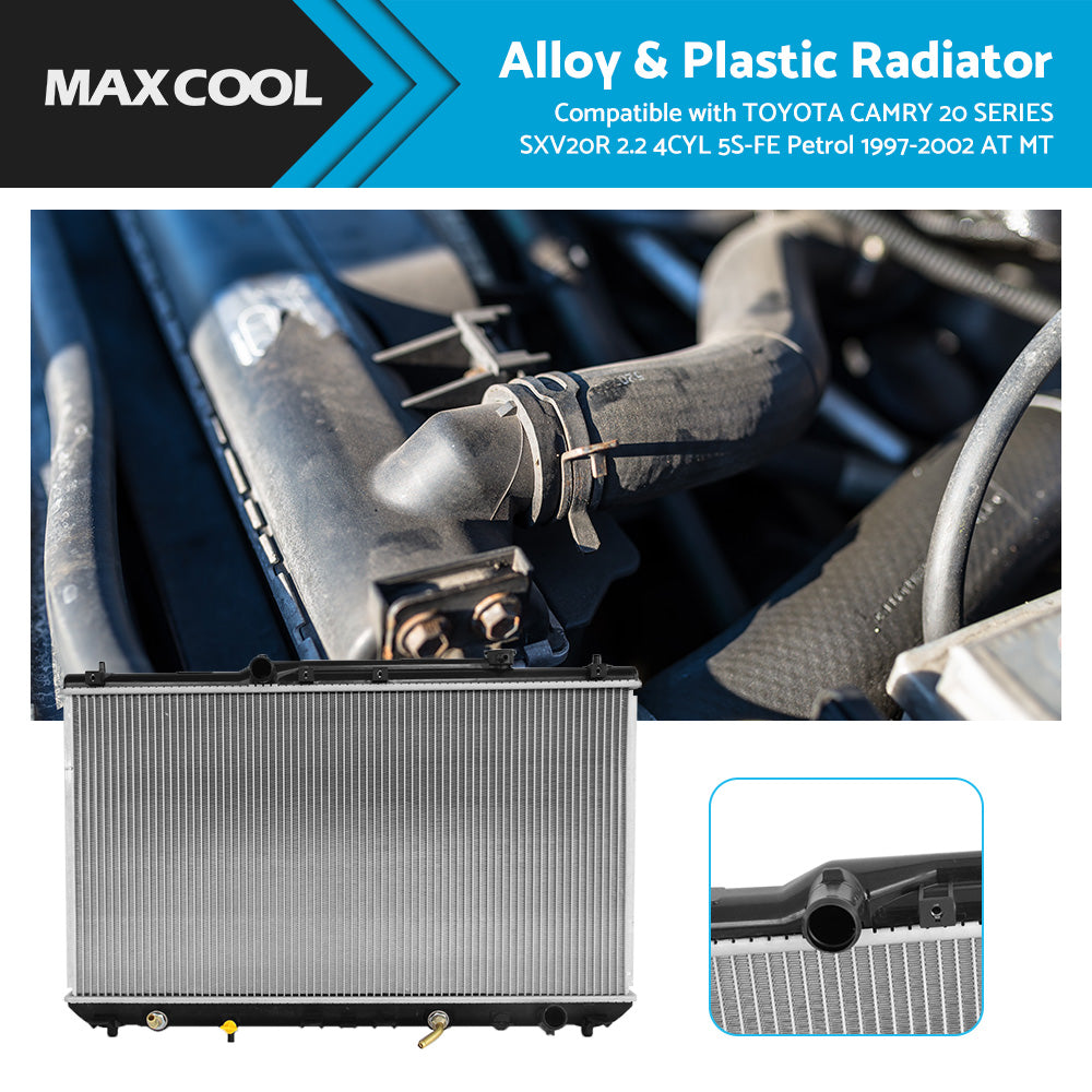 {{ Radiator Suitable For Toyota Camry 20 Series SXV20R 2.2 4CYL Petrol MT AT 97-02 }} - Buy Car Parts Online at {{ Kaka Auto Parts }}.