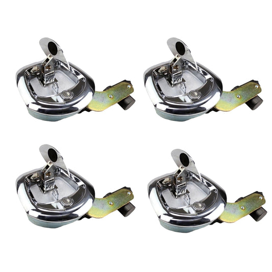 4x Chrome Power Operated Recessed Folding Whale Tail T-Lock Handle Suitable For Toolbox