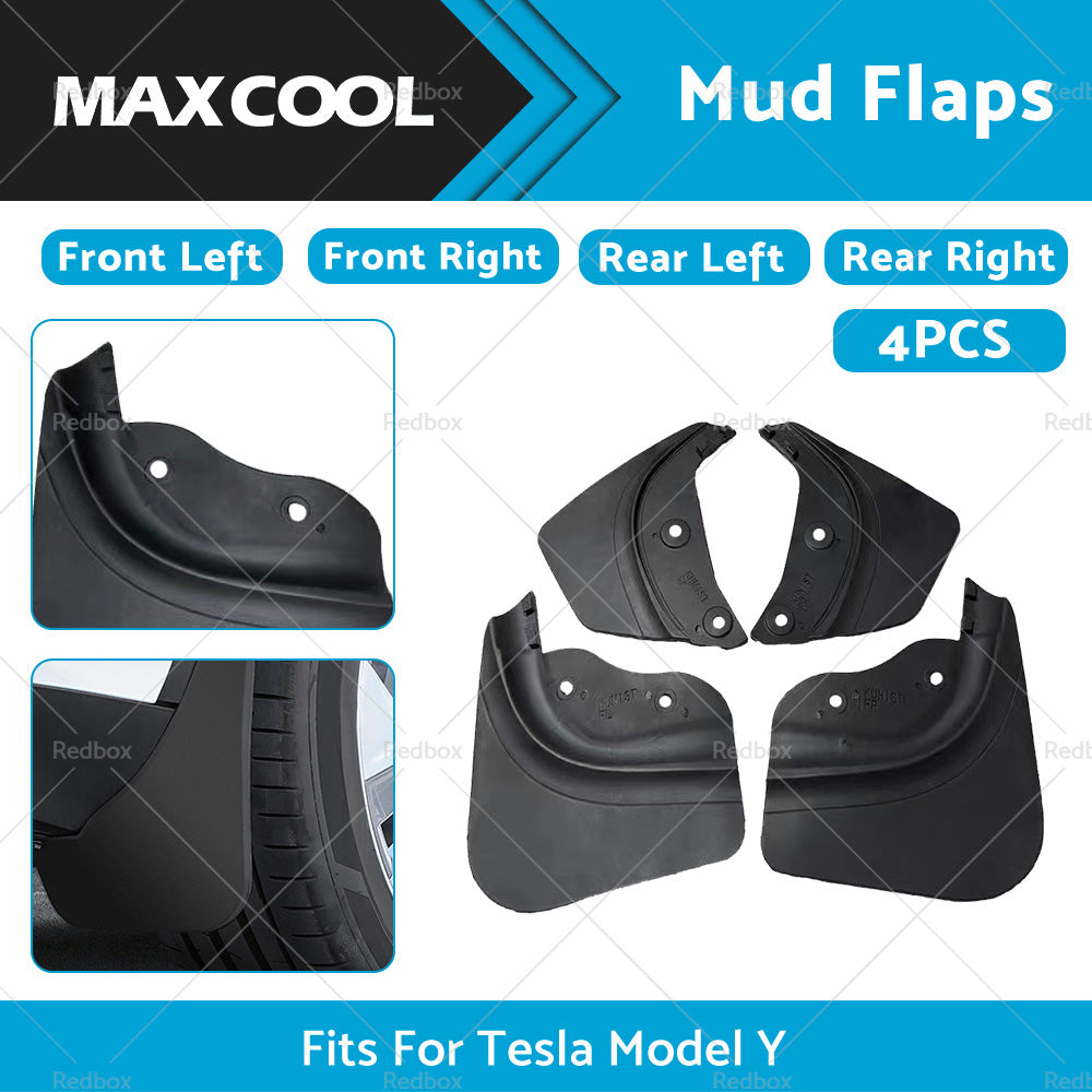 {{ 4Pcs FrontRear Mud Flaps Splash Guards Fender TPE Fits For Tesla Model Y }} - Buy Car Parts Online at {{ Kaka Auto Parts }}.