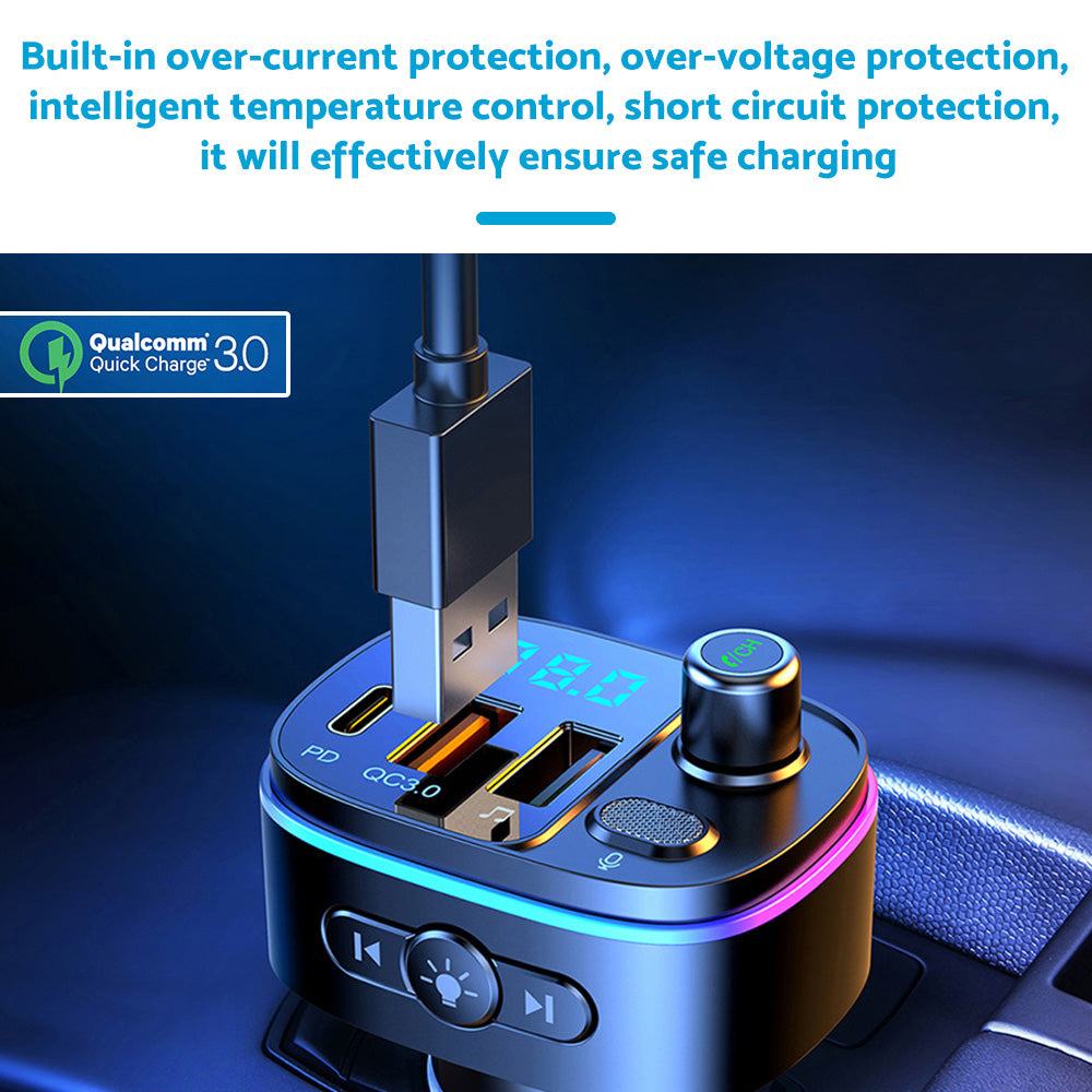 Bluetooth-compatible FM Transmitter Wireless Car Radio Adapter USB Charger Call