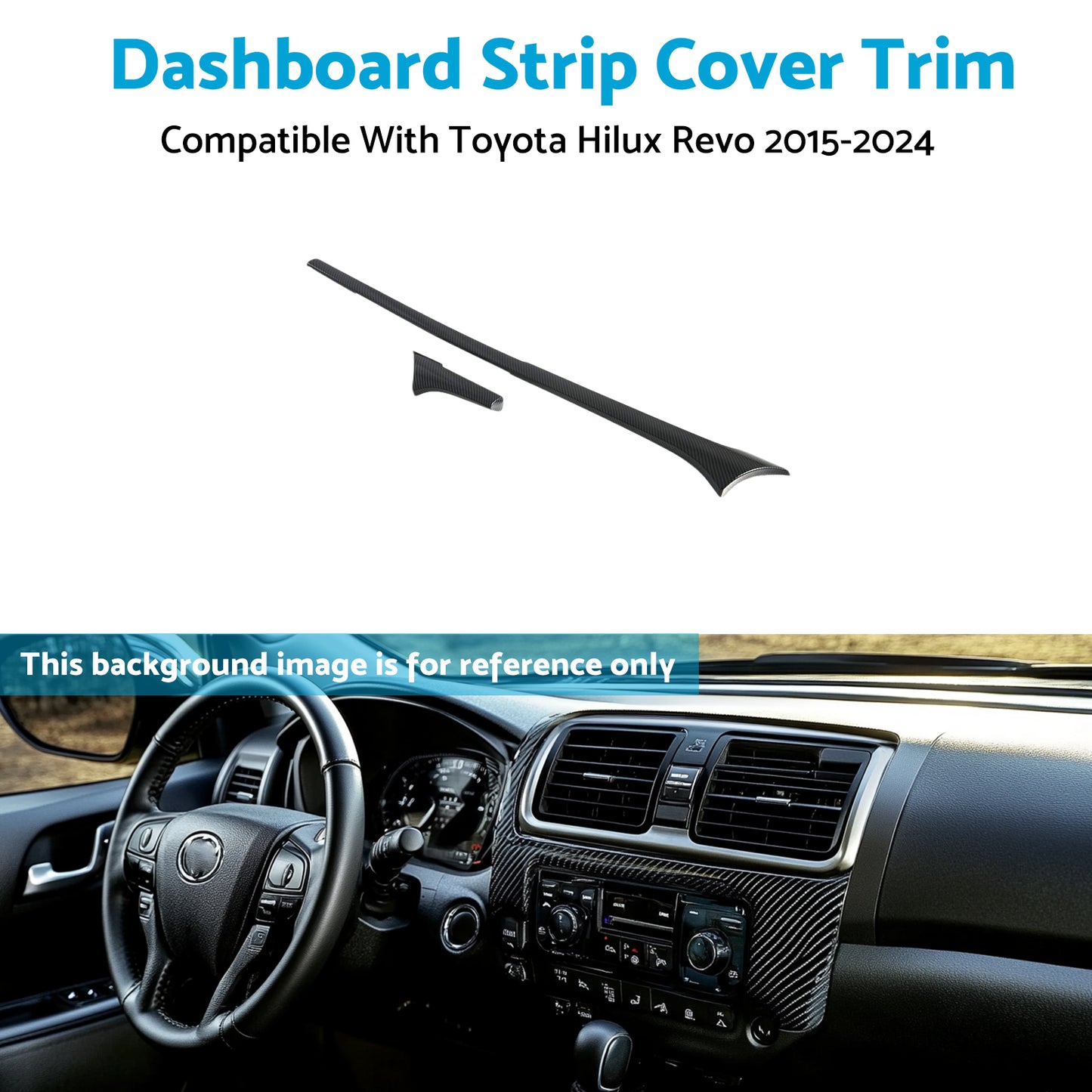 {{ ABS Carbon Dashboard Strip Cover Trim Suitable For  Toyota Hilux Revo 2015-2024 }} - Buy Car Parts Online at {{ Kaka Auto Parts }}.