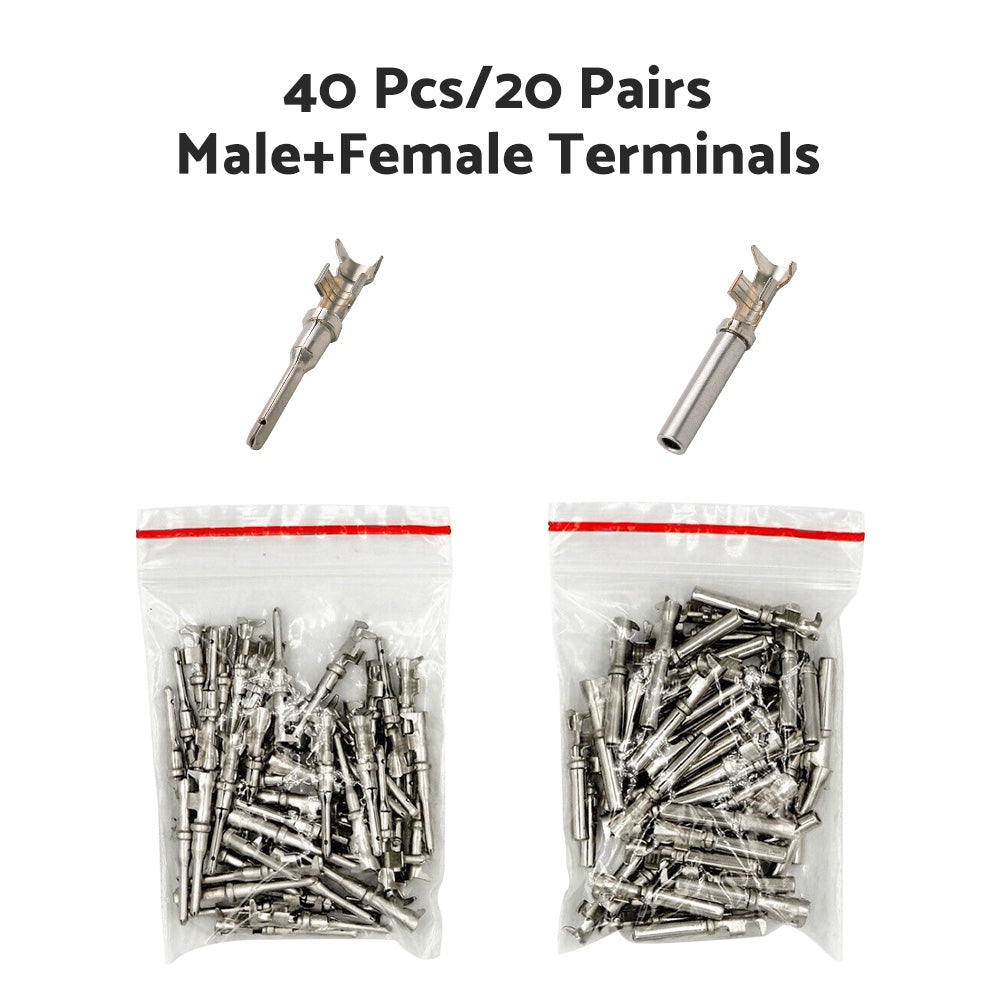 {{ 20 or 50 or 100 Pair Deutsch Solid Terminal No. 16 Stamped Contact Pins Male Female }} - Buy Car Parts Online at {{ Kaka Auto Parts }}.