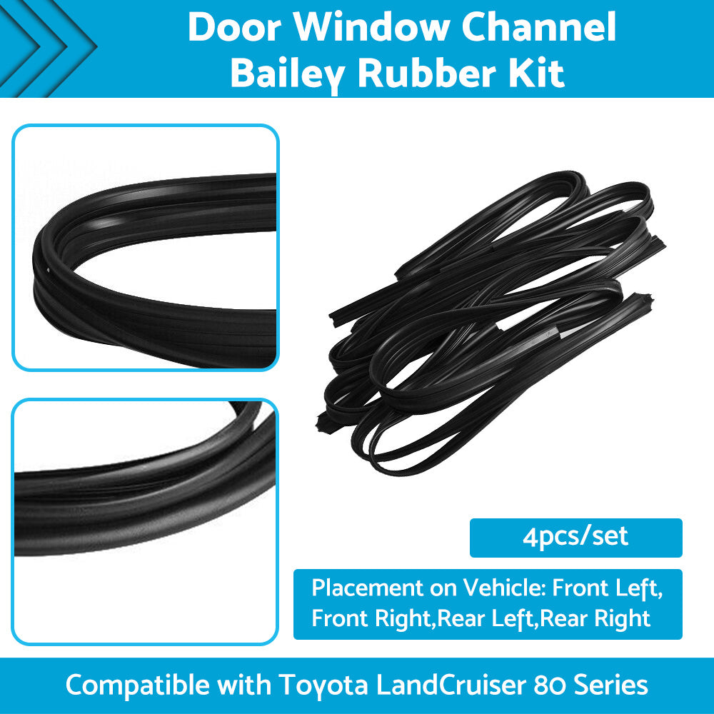 {{ Door Window Channel Bailey Rubber Kit Suitable For Toyota LandCruiser 80 Series }} - Buy Car Parts Online at {{ Kaka Auto Parts }}.