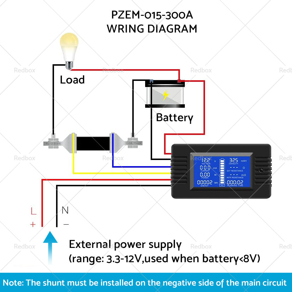 {{ 50-300A LCD Display DC Battery Monitor Meter 200V Voltmeter Amp For RV System }} - Buy Car Parts Online at {{ Kaka Auto Parts }}.