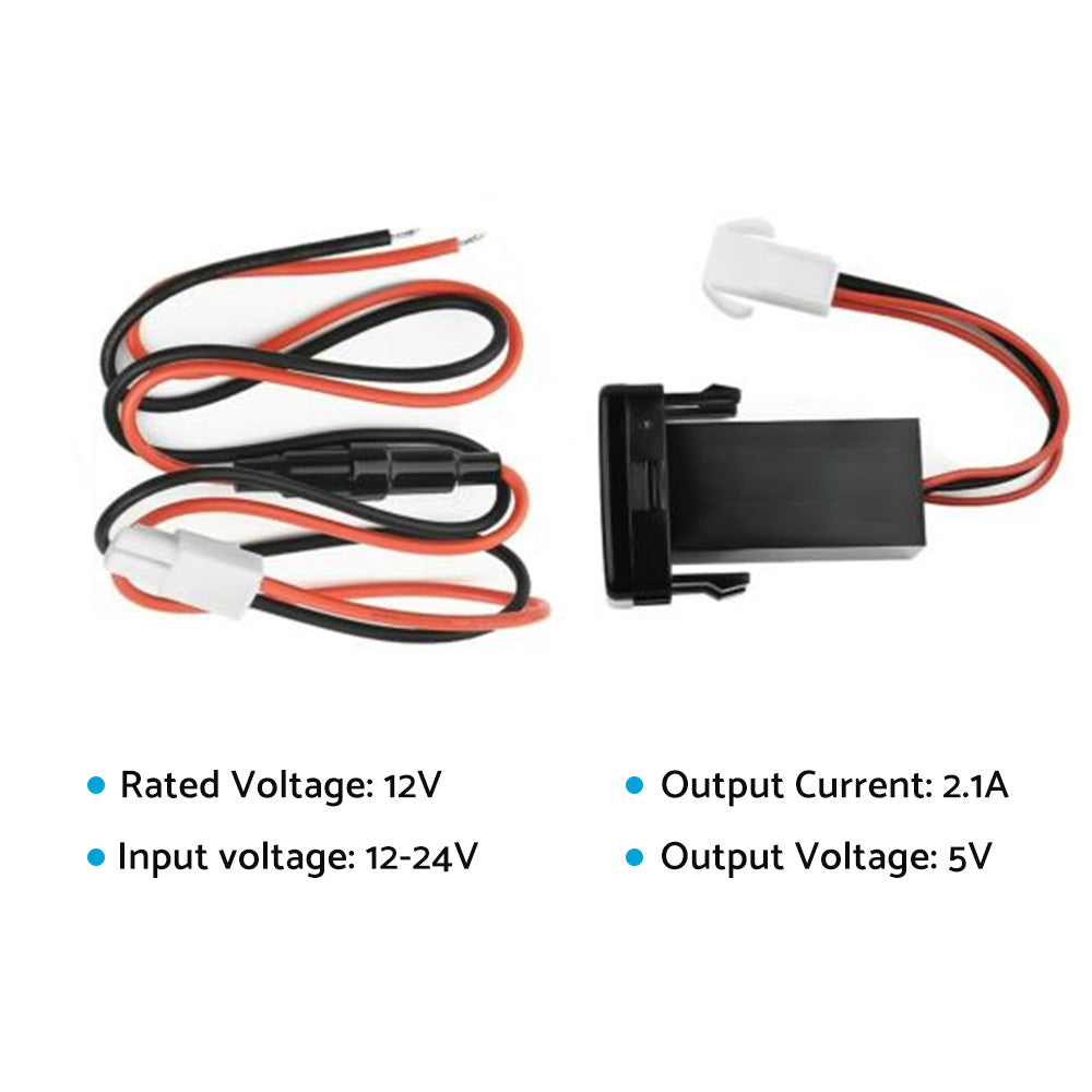 Dual USB Socket Audio Charger Suitable For Toyota Hilux / Prado / Land Cruiser 100 / 120 Series
