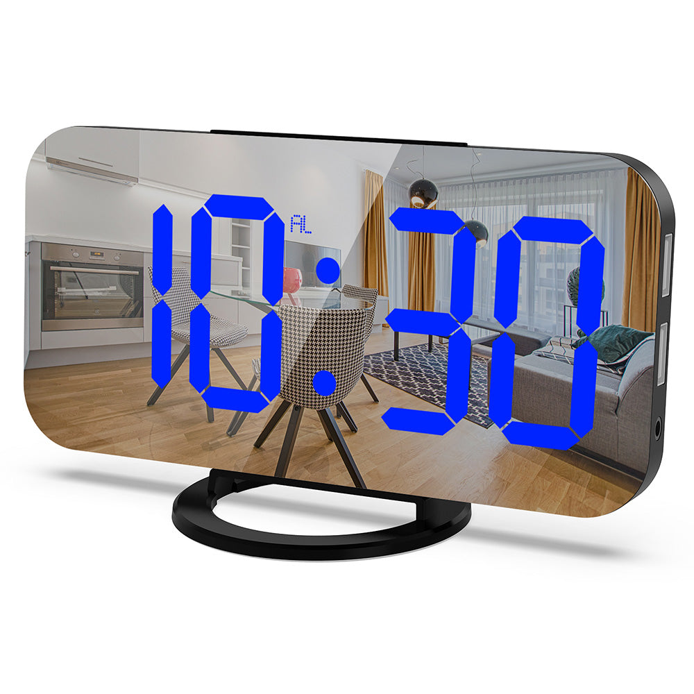 Digital Alarm Clock with Mirror LED Display Suitable For Wall & Bedroom, Snooze Function, Dim Mode