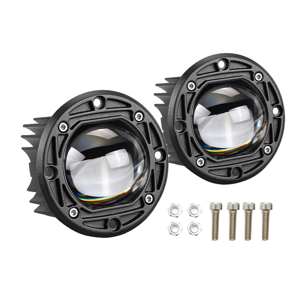 2x 3inch Flush Mount LED Work Light Bar Reverse Fog Lamp 4WD White Yellow 8D Len