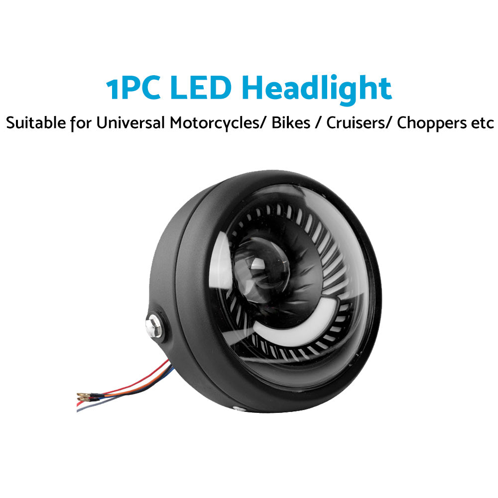 Motorcycle 6. 5inch LED Headlight DRL Hi Lo Running Light Suitable For Cafe Racer