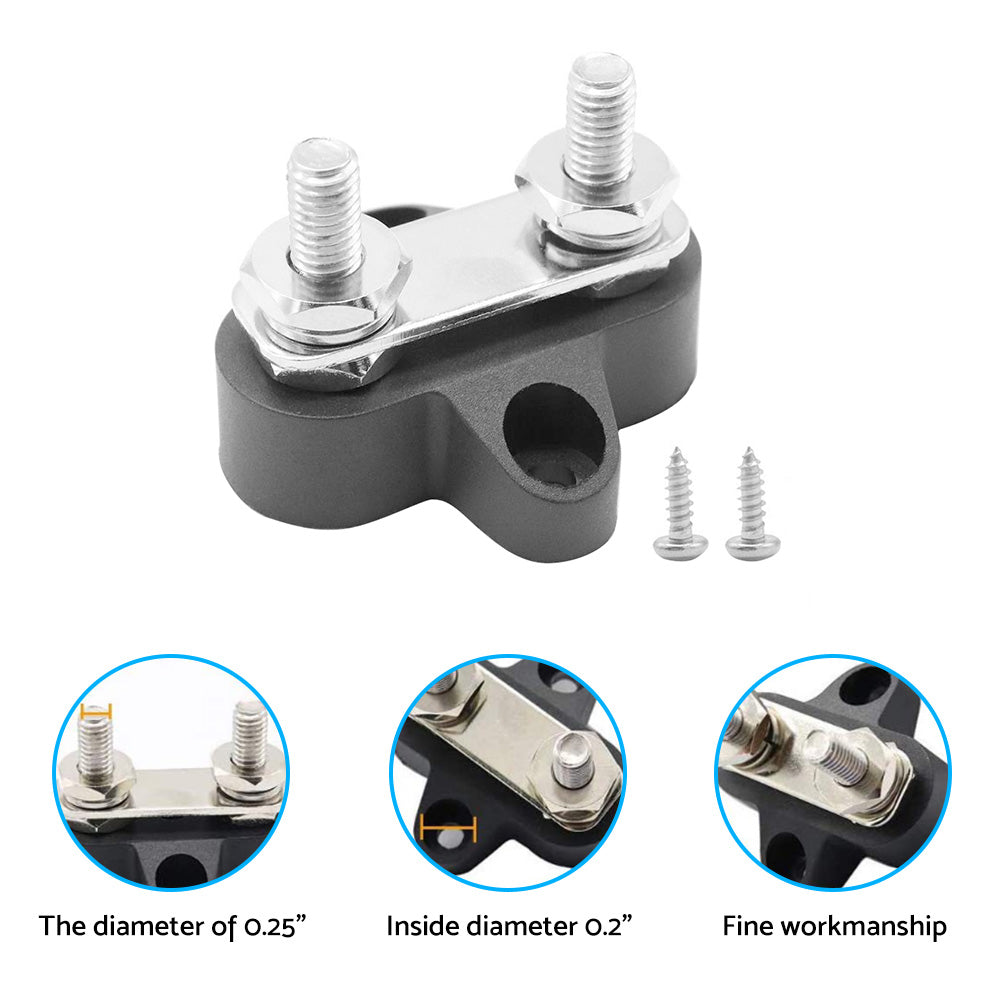 Heavy Duty Dual M6 Bus Bar Terminal Block Power Distribution Stud Black Suitable For Automotive Applications