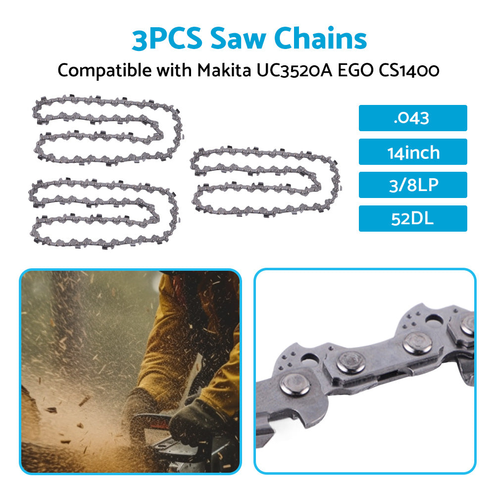 {{ 3PCS Chainsaw Chain 14inch 52DL 3 8LP. 043 Suitable for MAKITA UC3520A EGO CS1400 }} - Buy Car Parts Online at {{ Kaka Auto Parts }}.