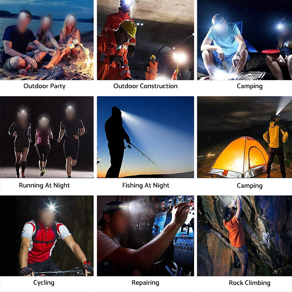 230 Angle LED Headlamp Rechargeable Super Bright Head Torch Headlight Suitable For Outdoor Use