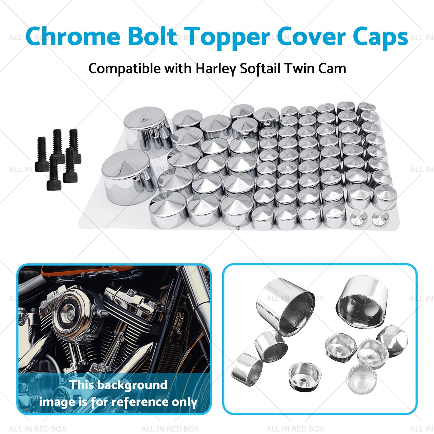 {{ Chrome Bolt Topper Cover Caps Suitable for Harley Twin Cam Softail 07-13 }} - Buy Car Parts Online at {{ Kaka Auto Parts }}.