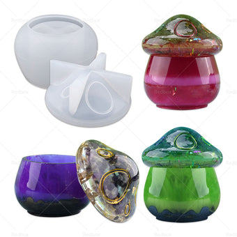 compare product Mushroom Jars with Lid Silicone Epoxy Resin Mold Storage Candy Jewelry Box DIY