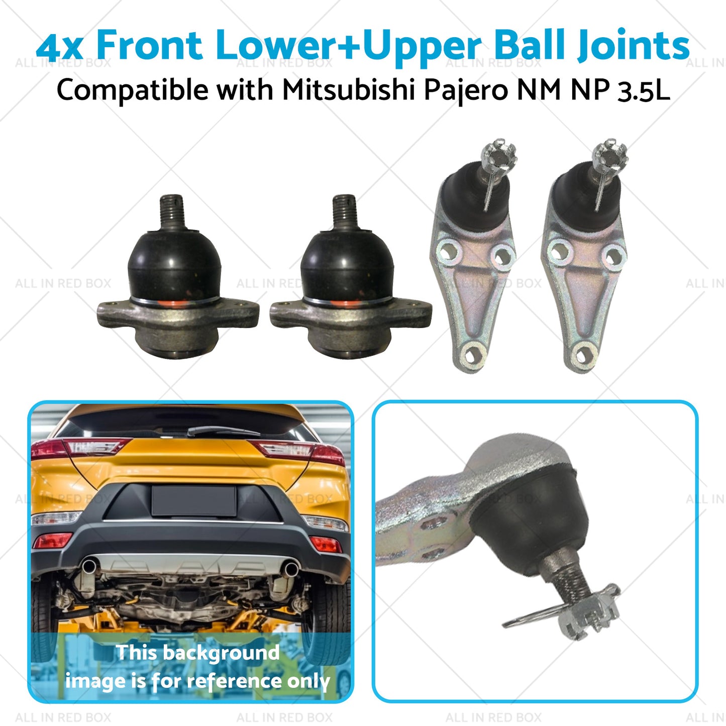 {{ 4x Front LowerUpper Ball Joints Suitable for Mitsubishi Pajero NM NP 3. 5L 00-11 }} - Buy Car Parts Online at {{ Kaka Auto Parts }}.