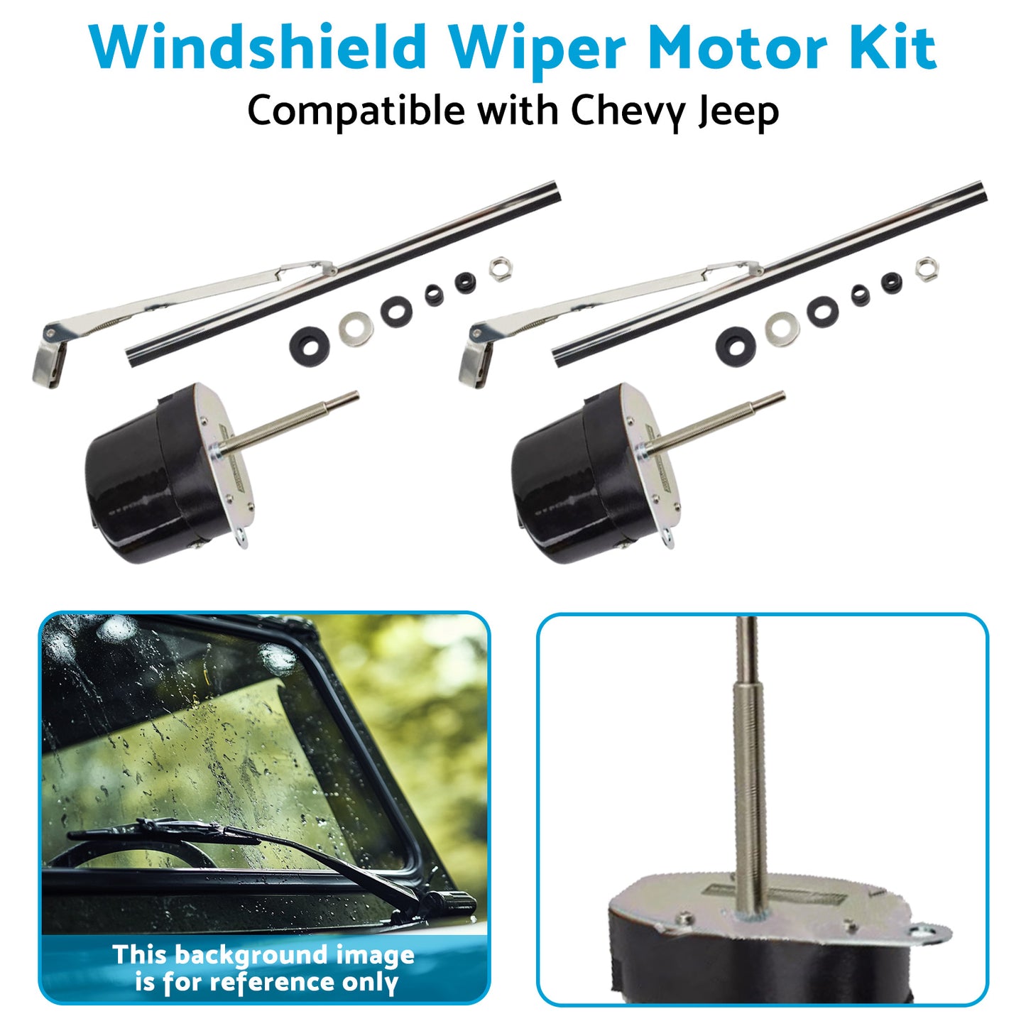 {{ Universal Windshield Wiper Motor Kit Suitable for Chevy Jeep Vintage Classic Car }} - Buy Car Parts Online at {{ Kaka Auto Parts }}.